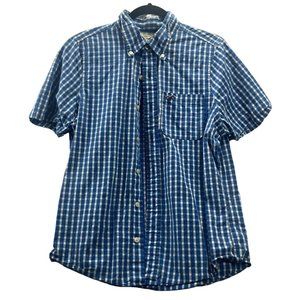 hollister, men shirt, short sleeve,color blue size l, button down